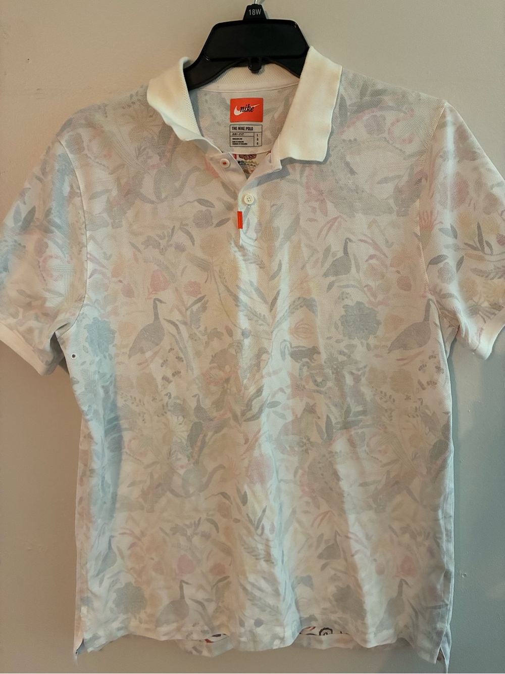 Nike Men's White Floral-Print Polo